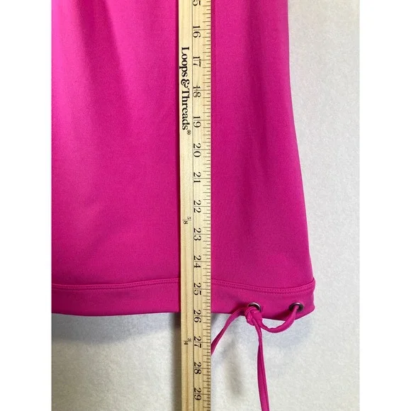 Barbiecore Athleta Women Large Pink Ruched Drawstring Racerback Workout Tank Top - Picture 6 of 9